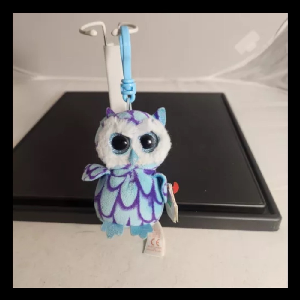 Ty Beanie Boo Backpack Purse Clip Oscar The Owl Mini Stuffed Toy with tags